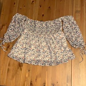 Strapless Boho Floral Blouse